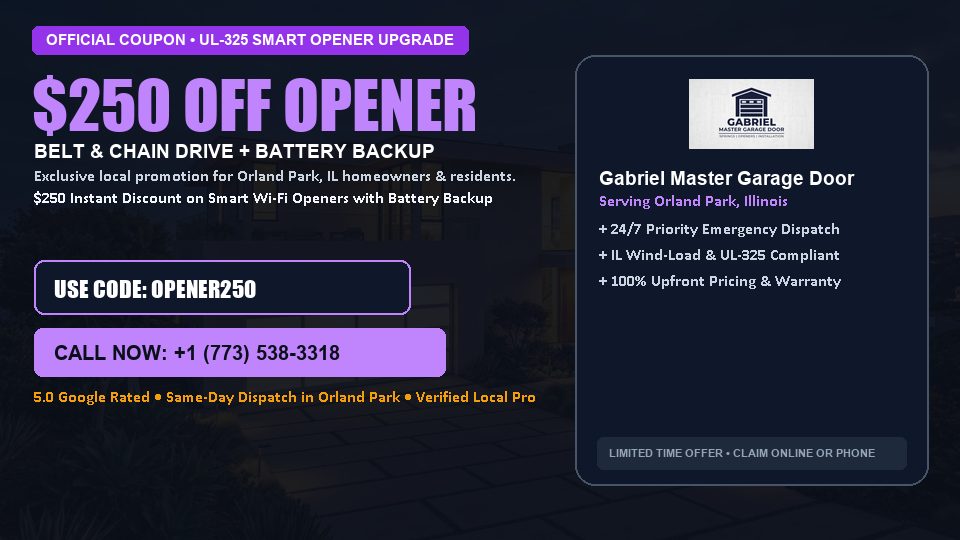 Gabriel Master Garage Door $250 OFF Premium LiftMaster Opener Installation in Orland Park, IL